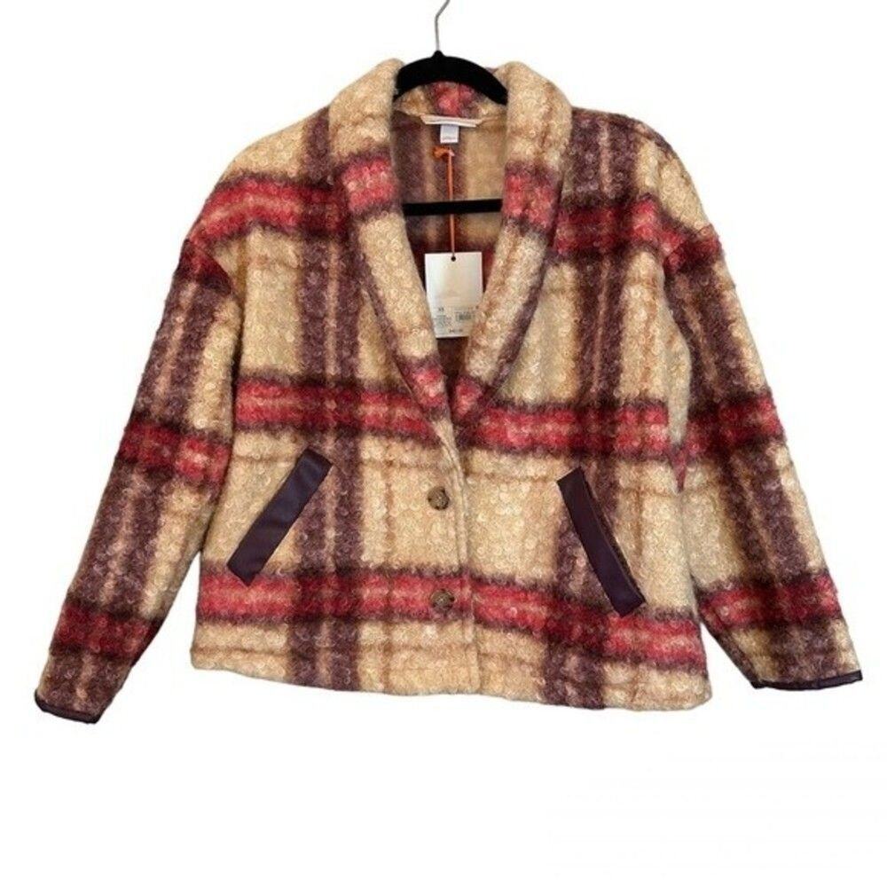 Knox Rose Burgundy Plaid Soft Sweater Overcoat- Size XS